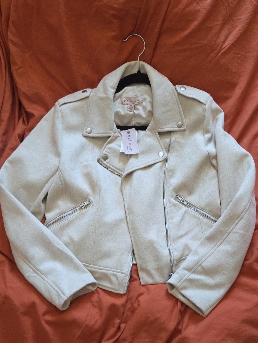 Philosophy Cream Moto Blazer with Silver Hardware